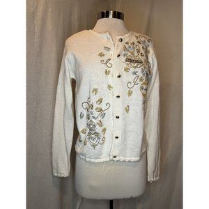ARRIVISTE Women's Christmas Sweater Size Small Long Sleeve Embroider Sequin